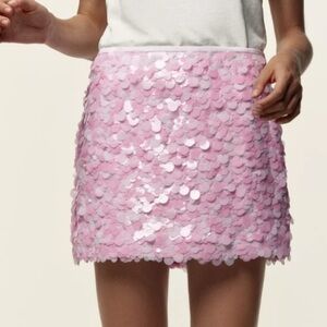 Pink Sequin Mini Skirt from ZARA size s NWT